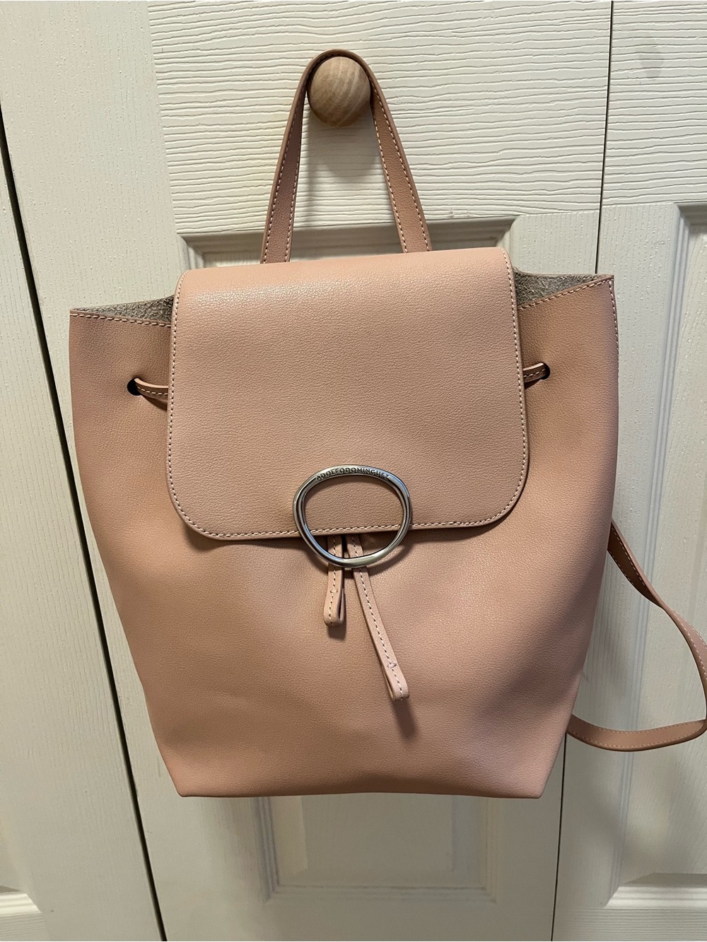 Adolfo Dominguez Dusty Pink Genuine Leather Backpack